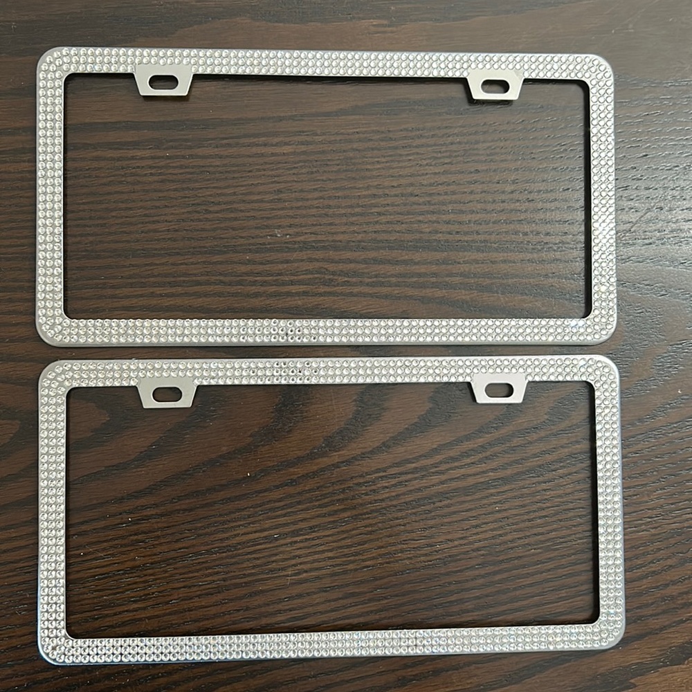 Metal Rhinestone License Plate Frame